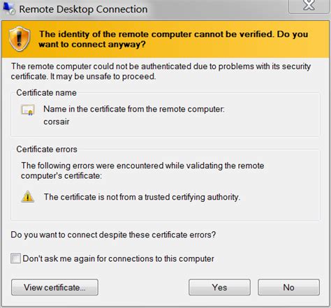 remote desktop rdp certificate